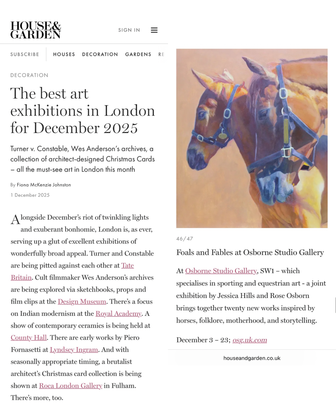 Jessica Hills Painting featured in House and Garden