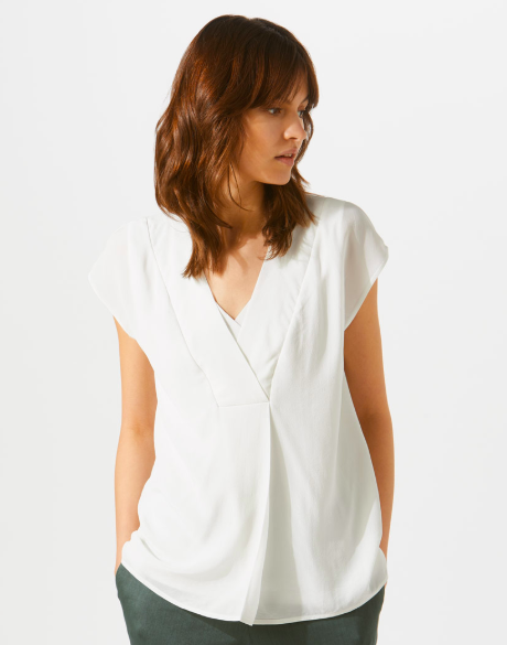 Jigsaw cream silk blouse with cap sleeves
