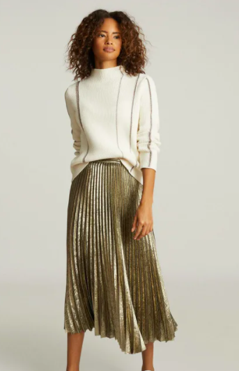 Reiss old gold metallic skirt