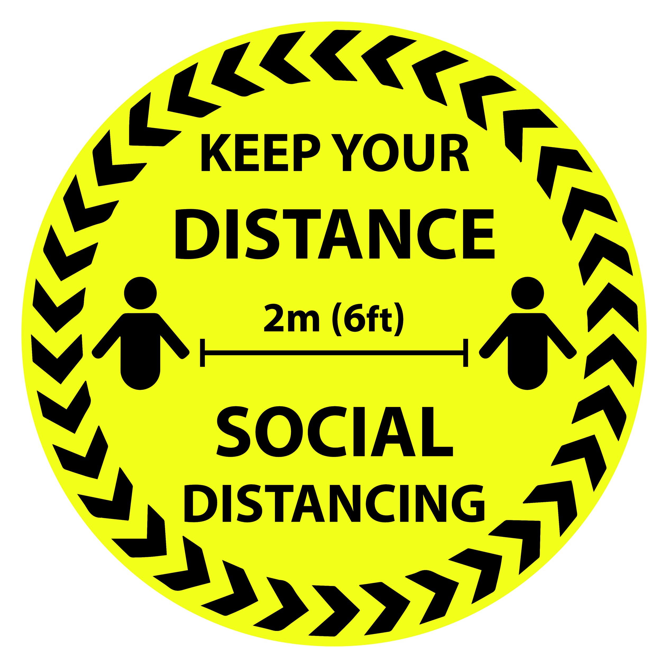 Anti-Slip Social Distancing Floor Signs in Yellow Colour Floor Signs for Shop 
