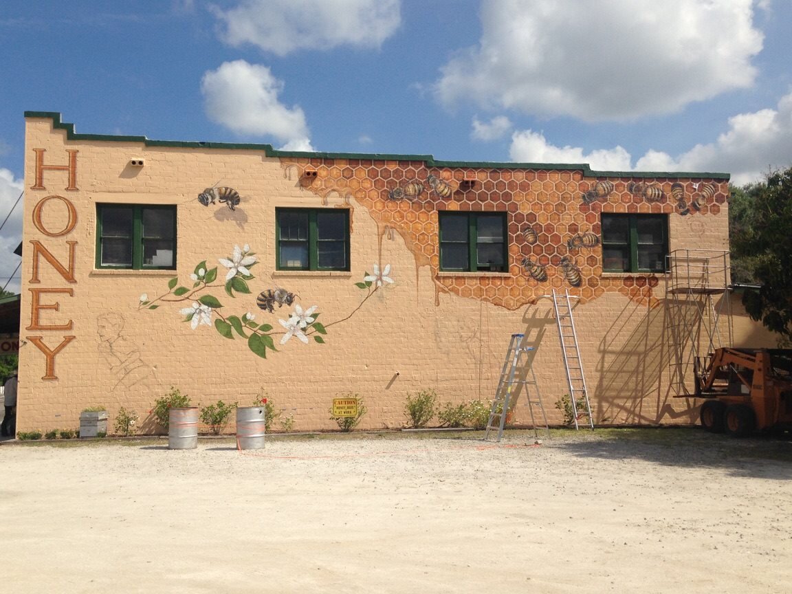 Early stage of mural where several key features are missing