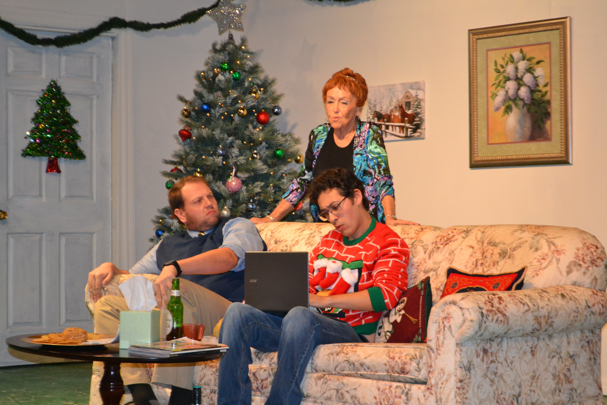 Actors performing a Christmas-themed play