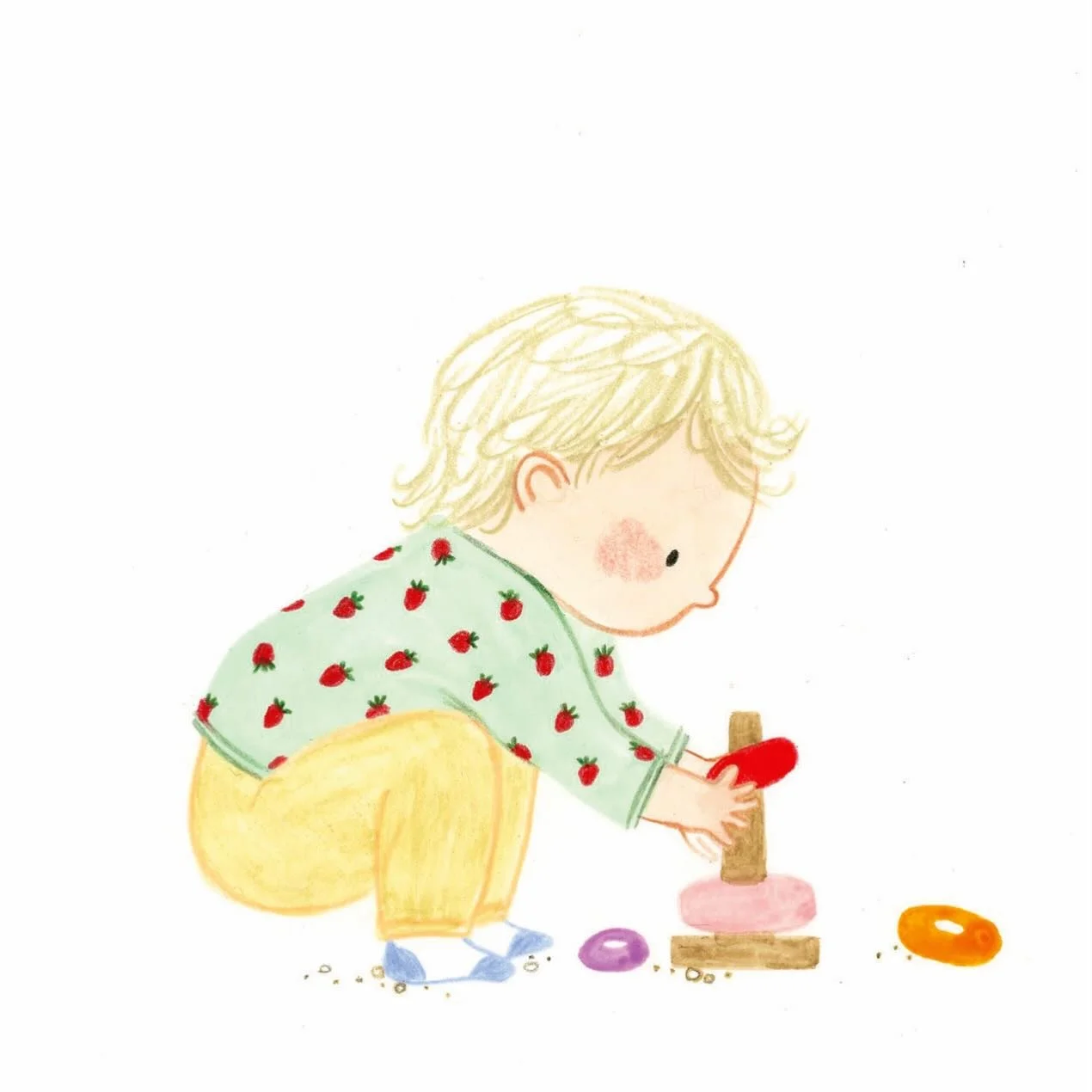 Today was my youngest&rsquo;s first day back at school after Double-Foot-Operation-Gate 3 and a bit weeks ago.

A bit of routine felt very nice 👌🏼 

To celebrate, here&rsquo;s an illustration of a small person stacking some rings.

.
.
#familylife 