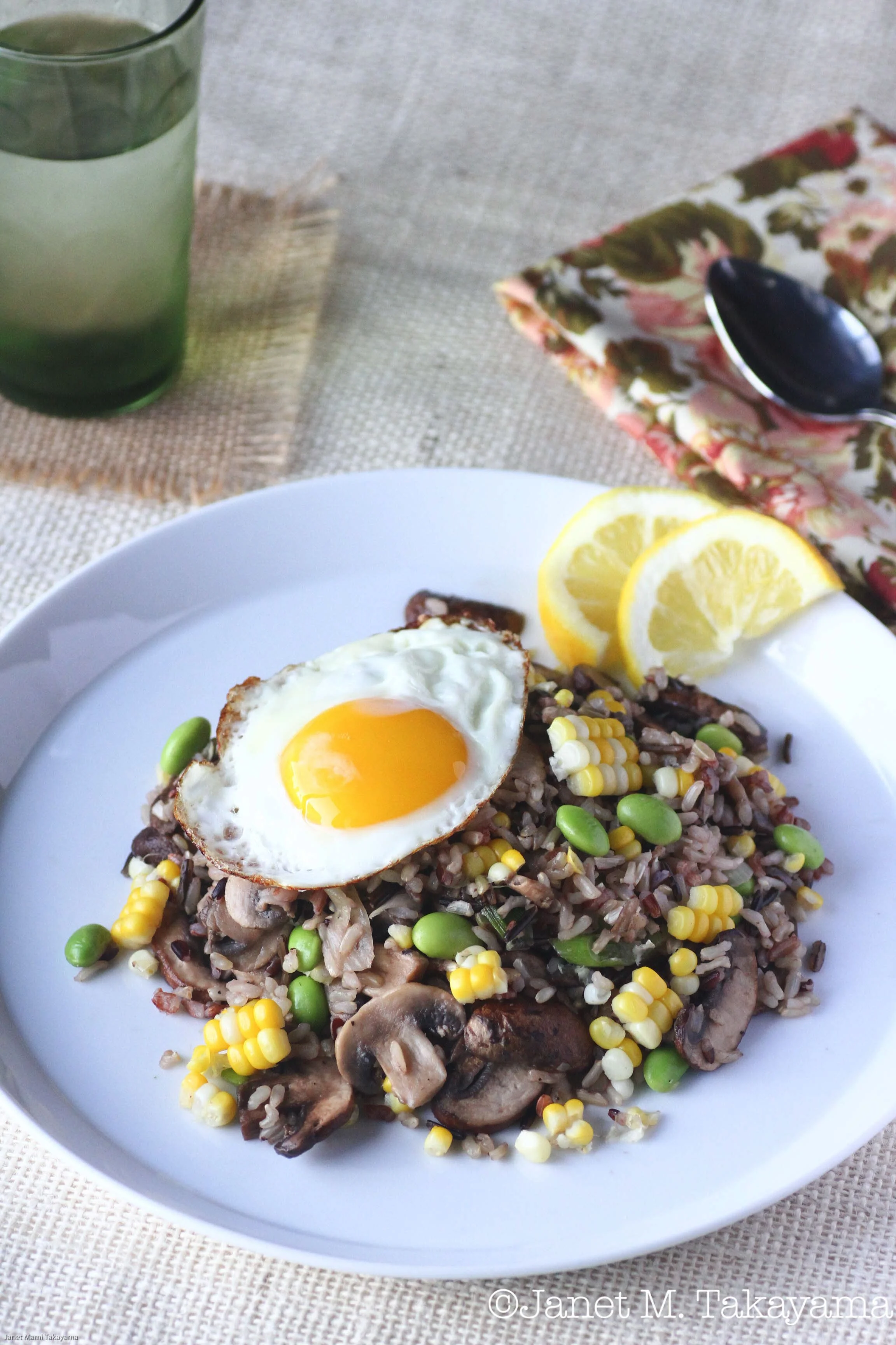 Fried Wild Rice with Mushrooms and Edamame