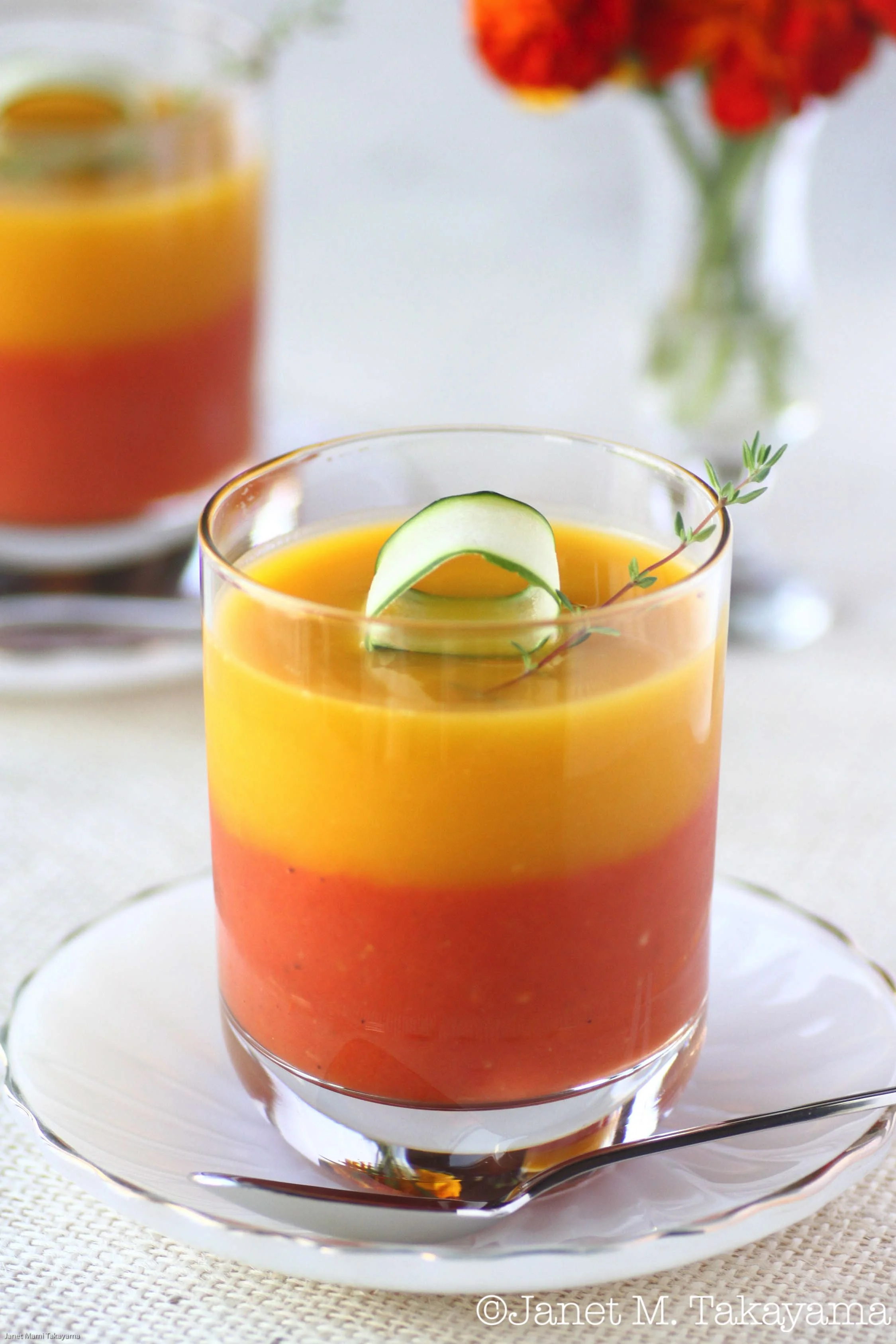 Chilled Layered Pumpkin-Tomato Soup