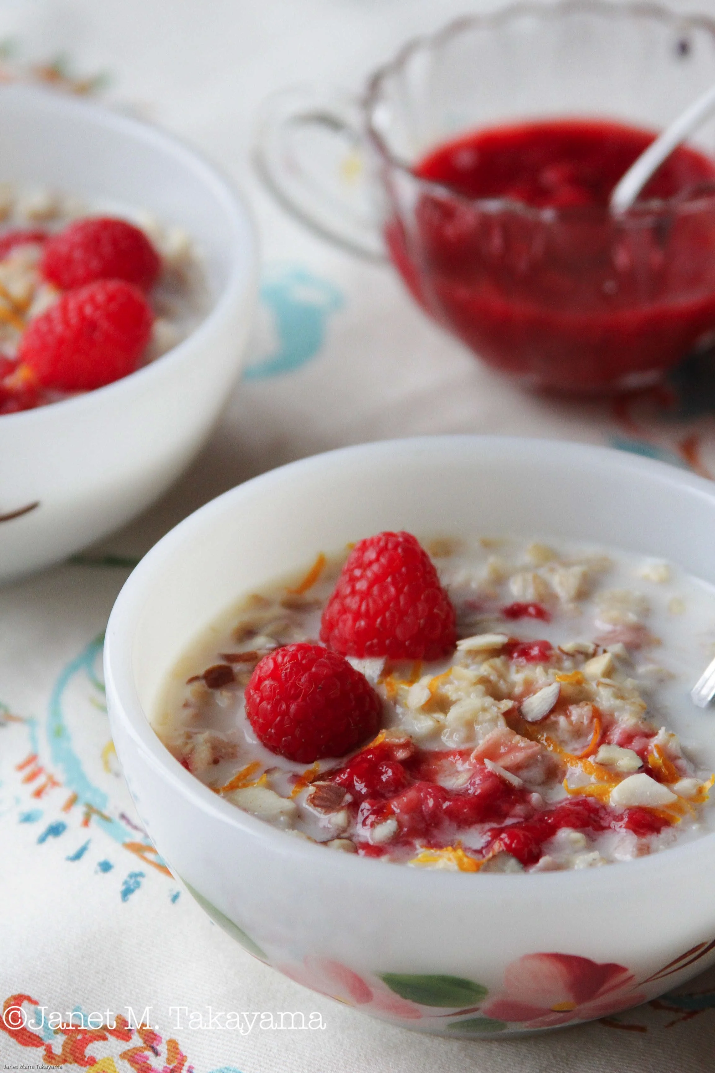 Oatmeal with Raspberry Sauce