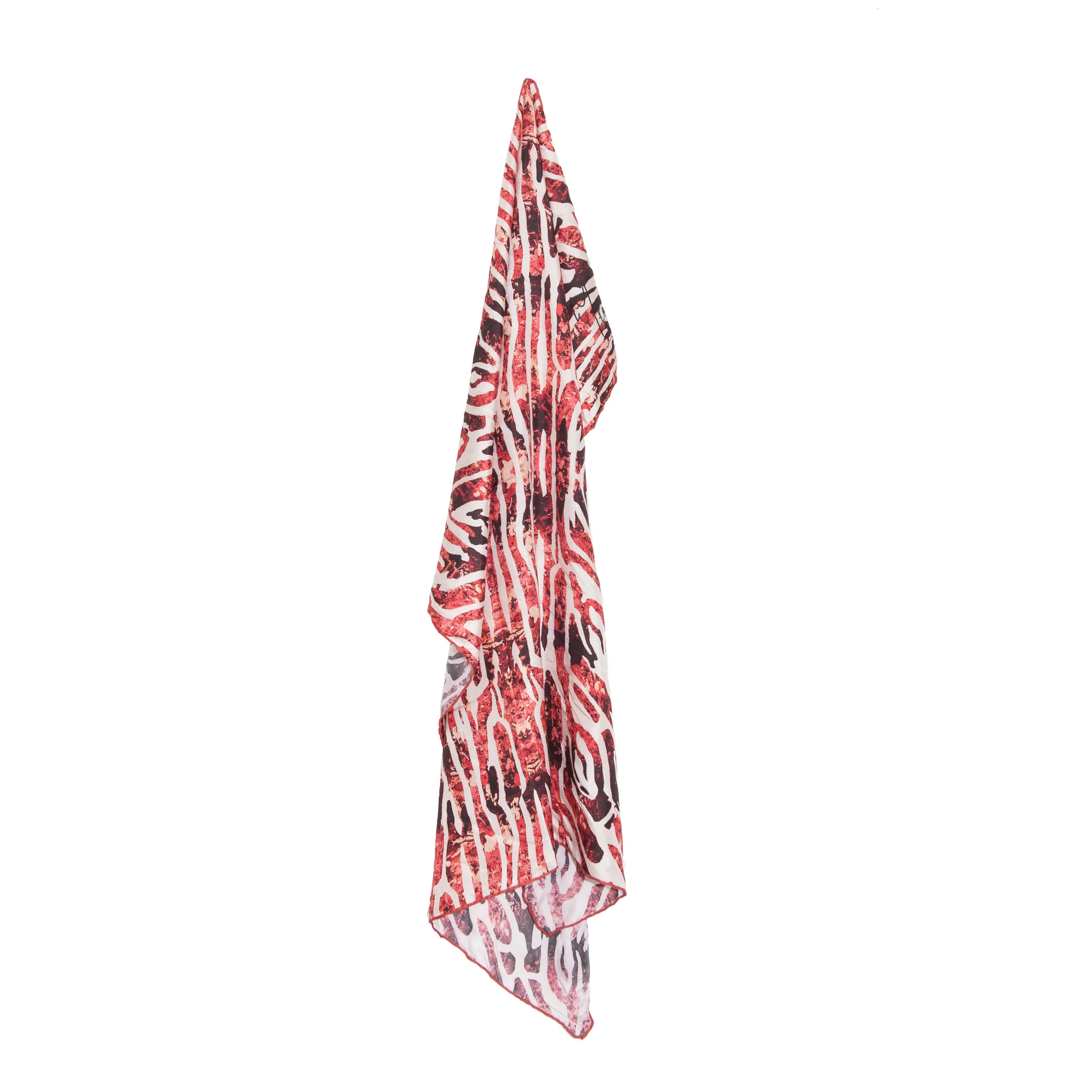 Hand Rolled Red Silk Scarf