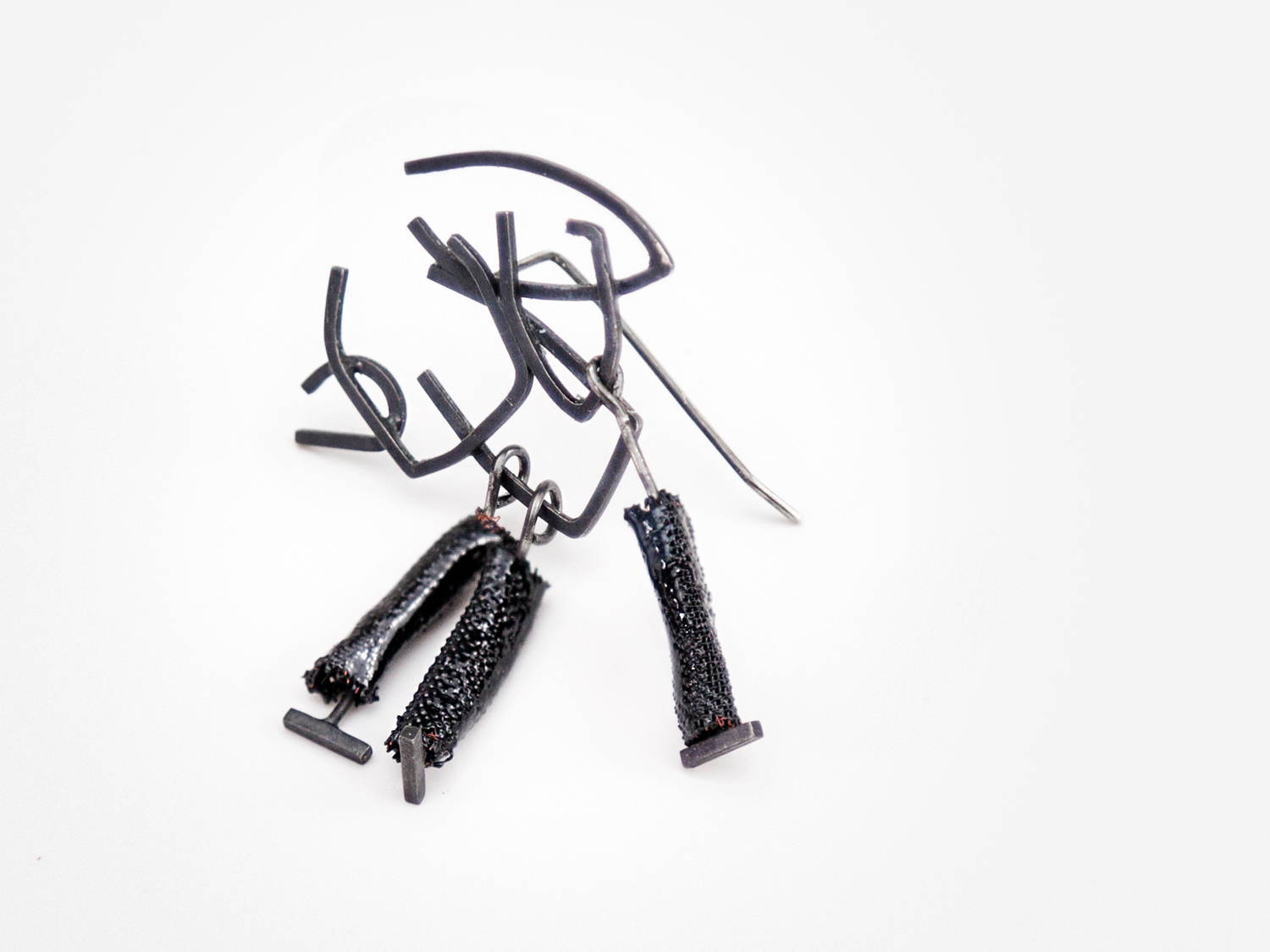 Sketch Earring with Enamel Drop (Black).jpg