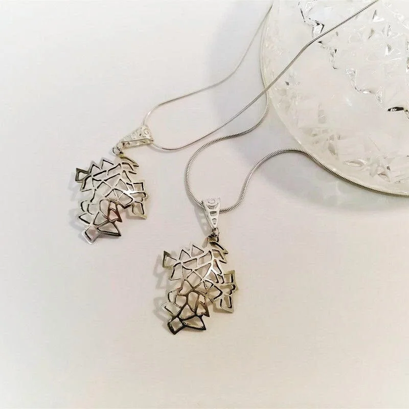 Domed Silver Leaf Pendant Necklace