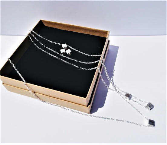 Square world silver necklace
