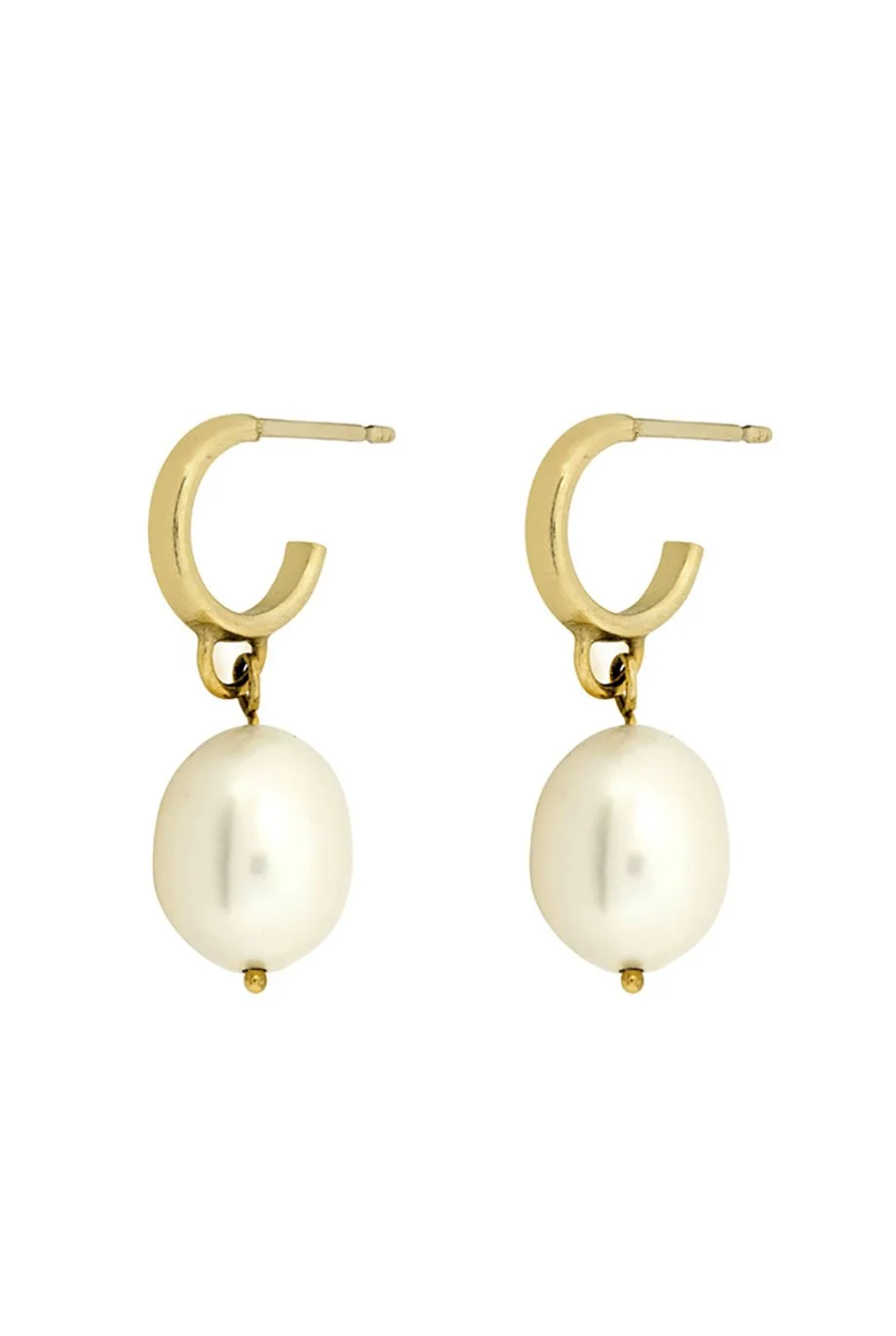 9ct Gold Pearl Drop Huggie Hoop Earrings Wild Fawn Jewellery.jpg