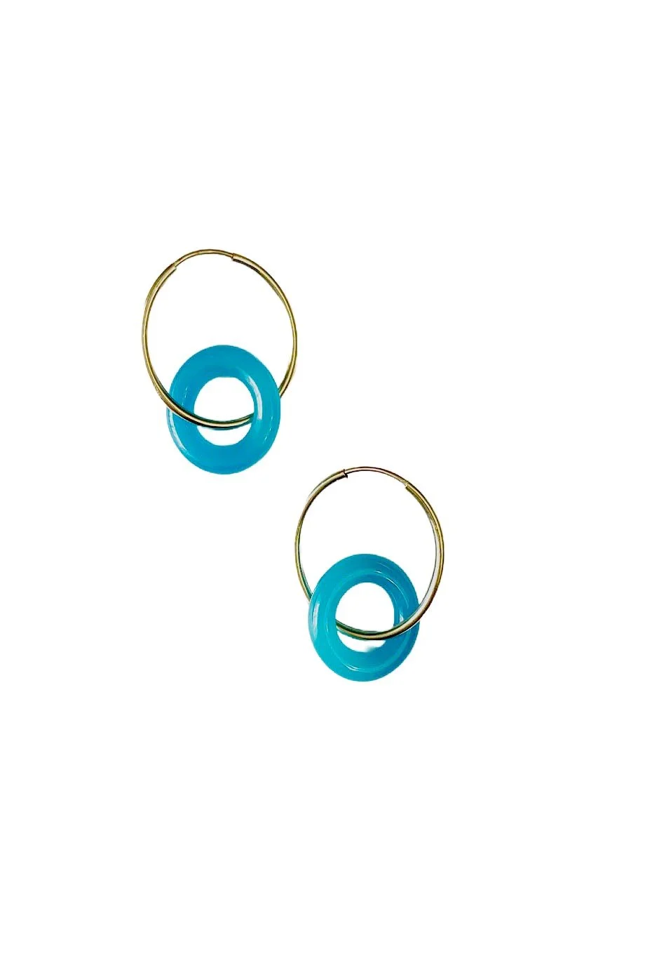 Blue Hoop Gorden Earrings