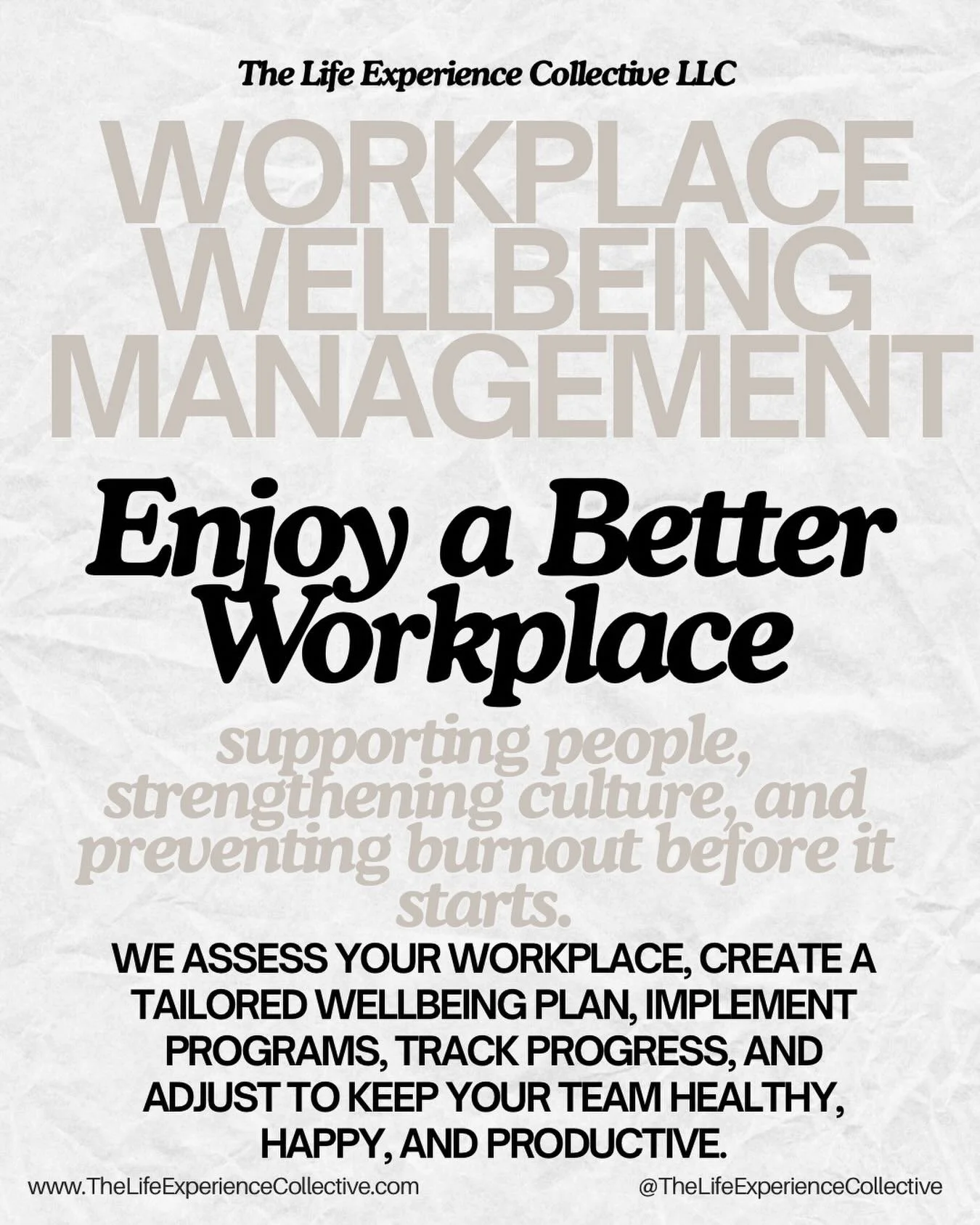 Running a business or managing a team can be rewarding, but it can also come with stress, burnout, and challenges you might not see at first glance. That&rsquo;s where our Workplace Wellbeing Management service comes in.

We help teams reduce stress,
