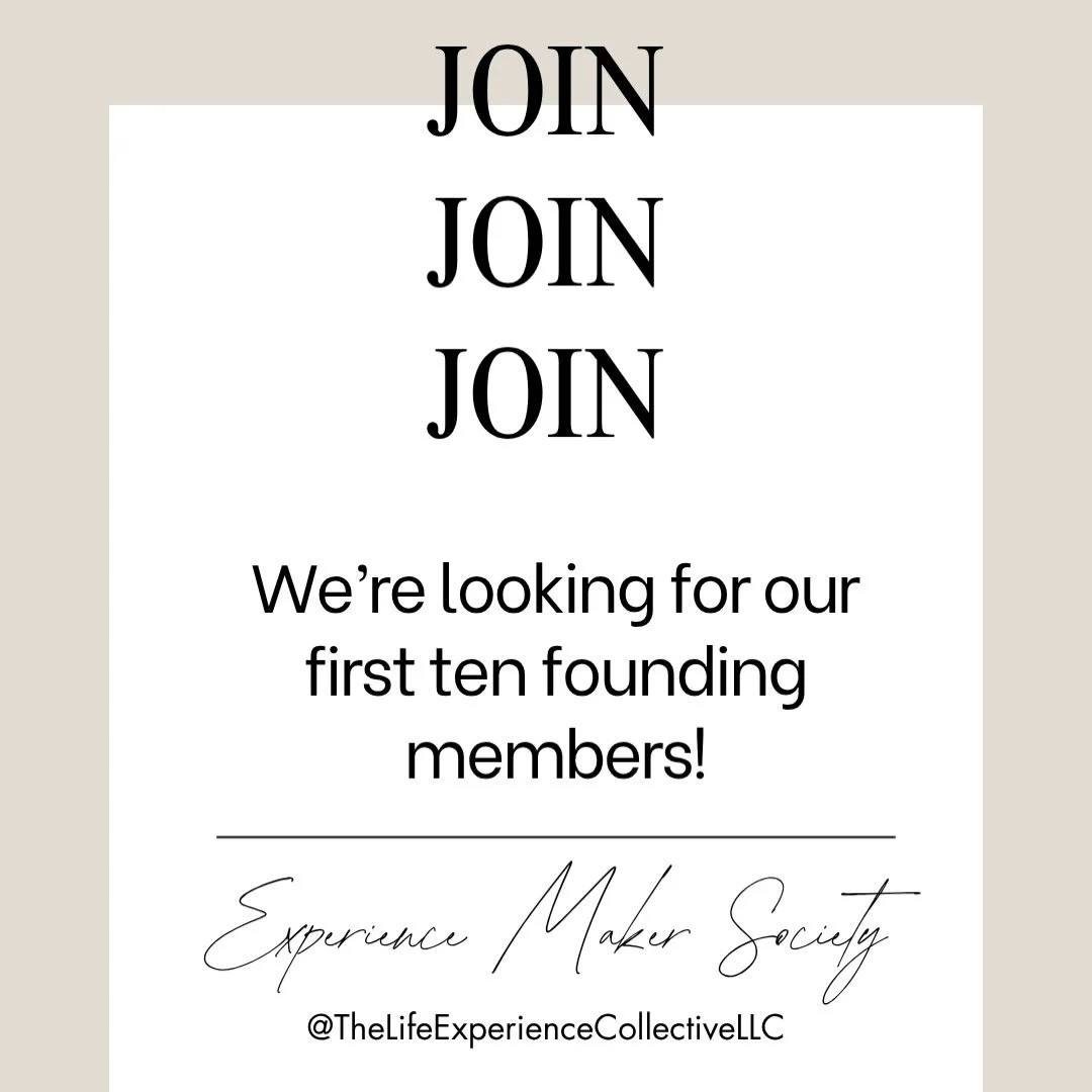 We&rsquo;re looking for our first 10 Founding Members of the Experience Maker Society.

This isn&rsquo;t just another membership.

It&rsquo;s the beginning of a community for people who believe life isn&rsquo;t something to simply get through&mdash;i