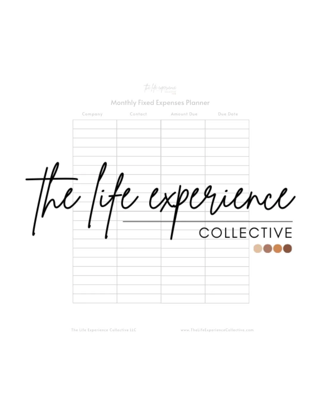 Monthly Fixed Expenses Planner Printable