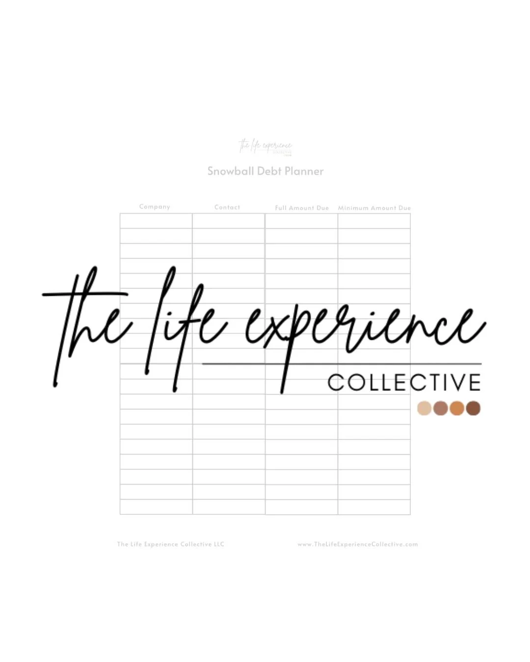 Snowball Debt Planner Printable