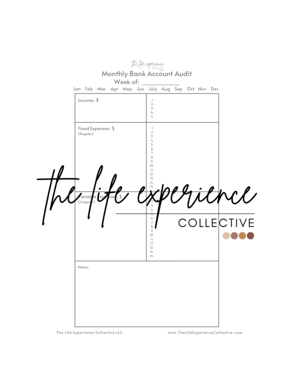 Monthly Bank Account Audit Printable