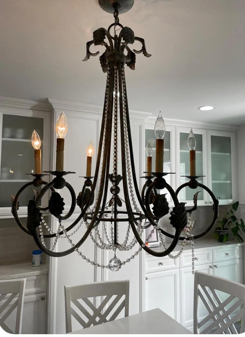 Oil Rubbed Bronze And Beaded Chandelier