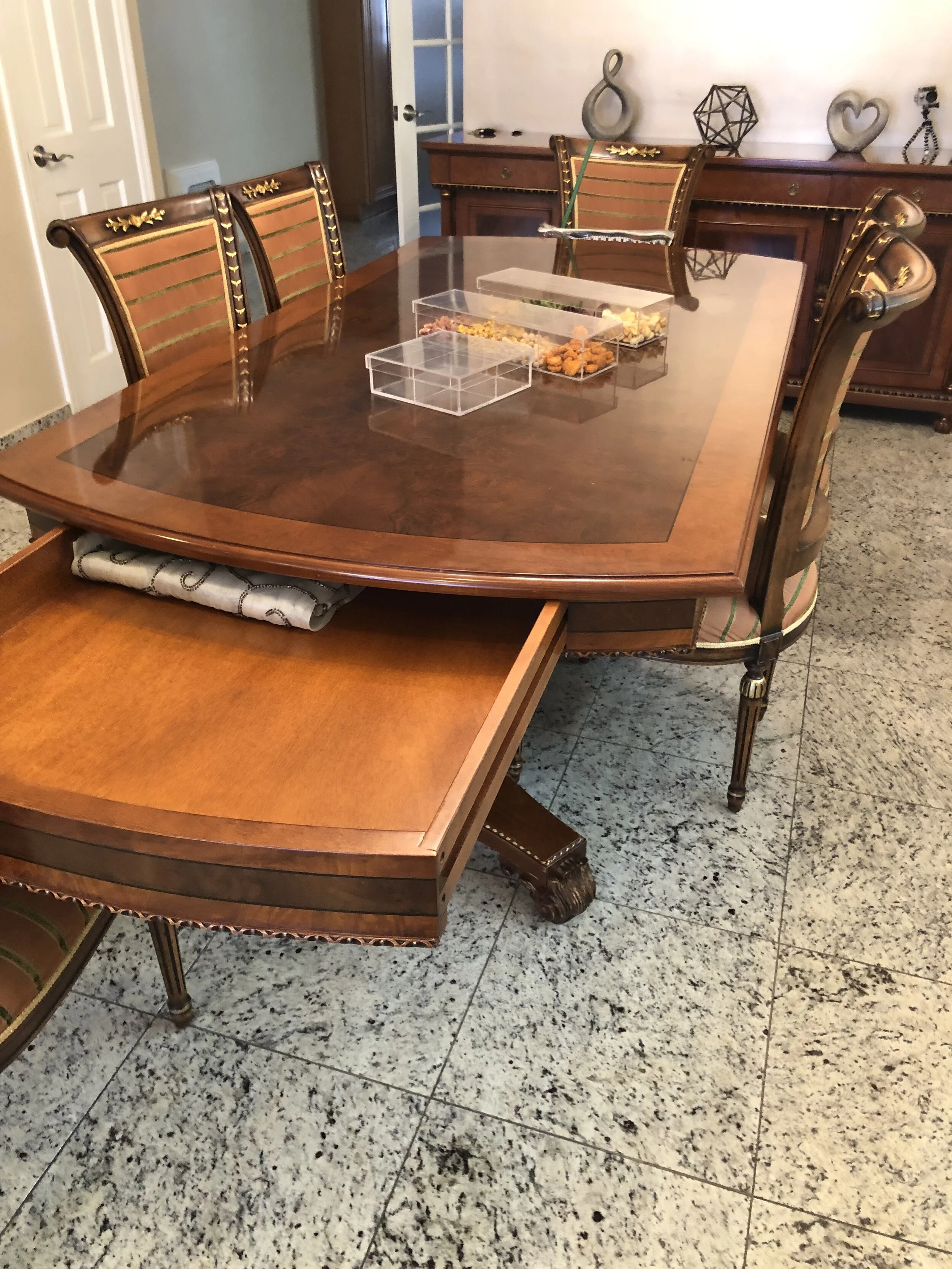 Beautiful Walnut Italian Dining Room Set 