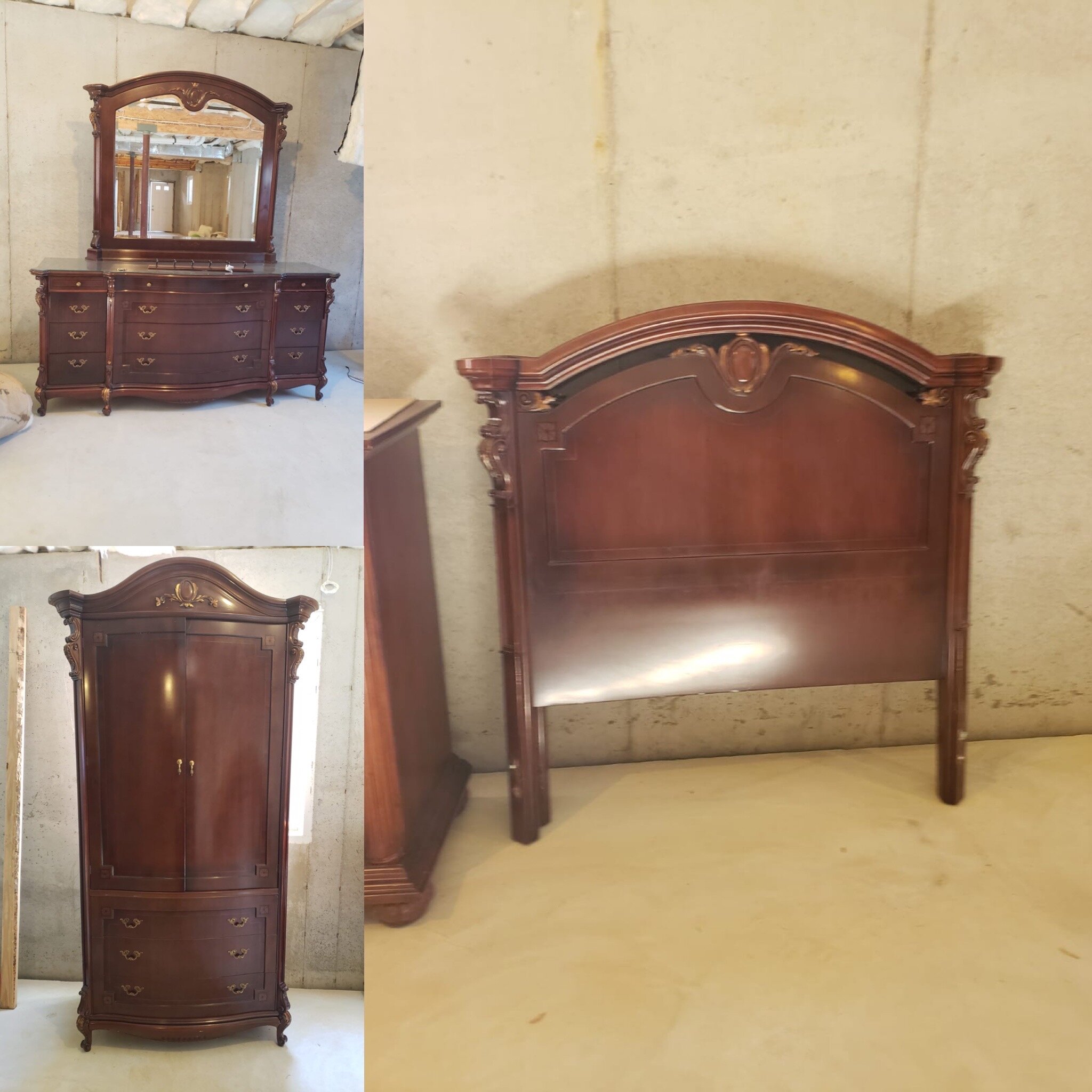 Complete Solid Dark Wood Bedroom Set