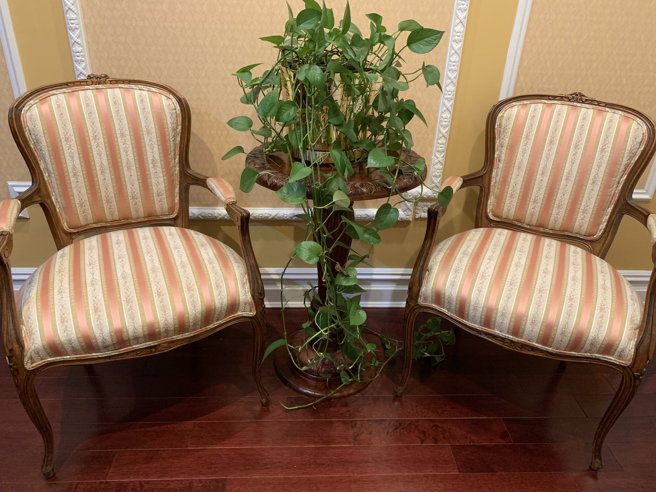 2 Striped Pink and Floral Accent Chairs