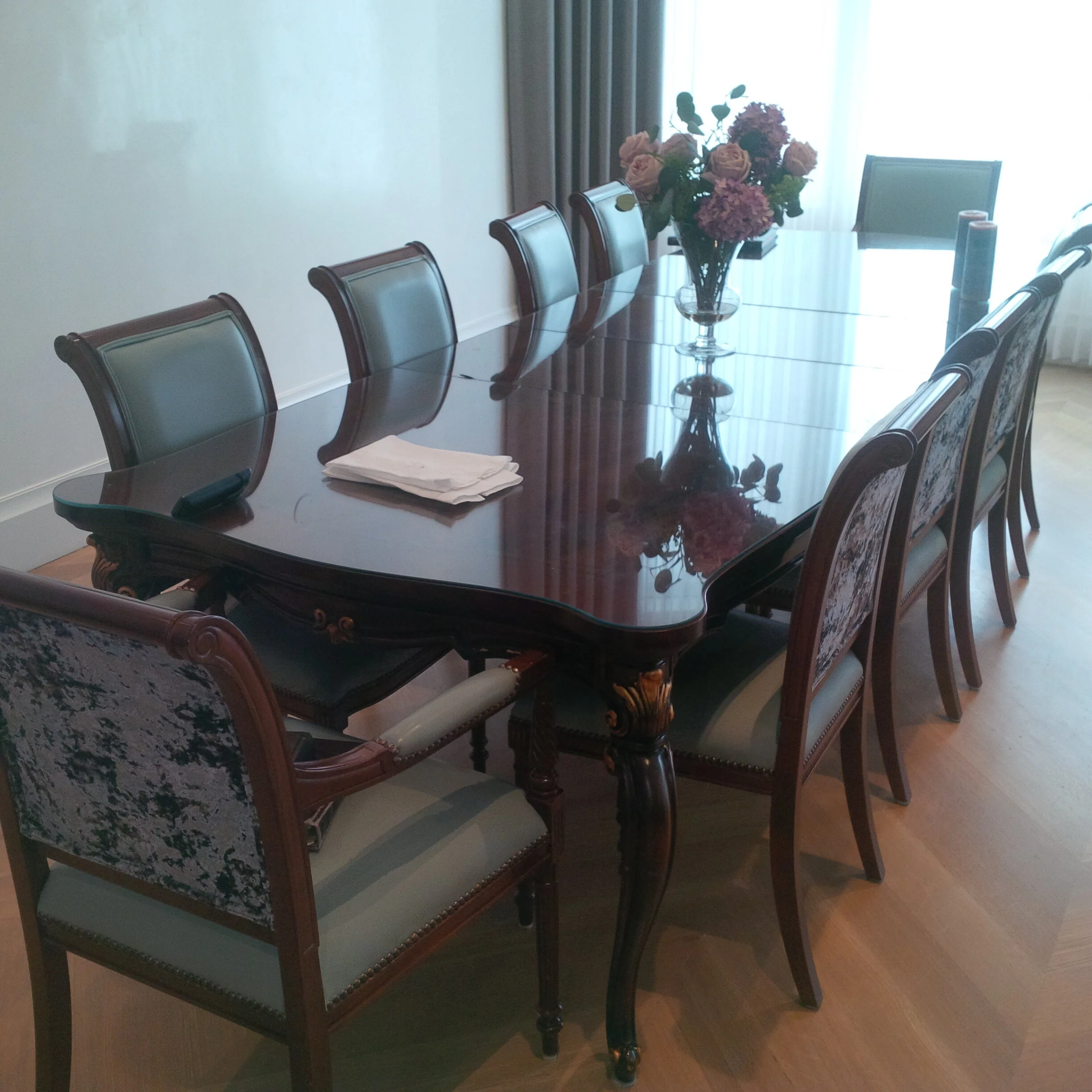 Beautiful Condition Italian Dining Room Set with 10 Chairs