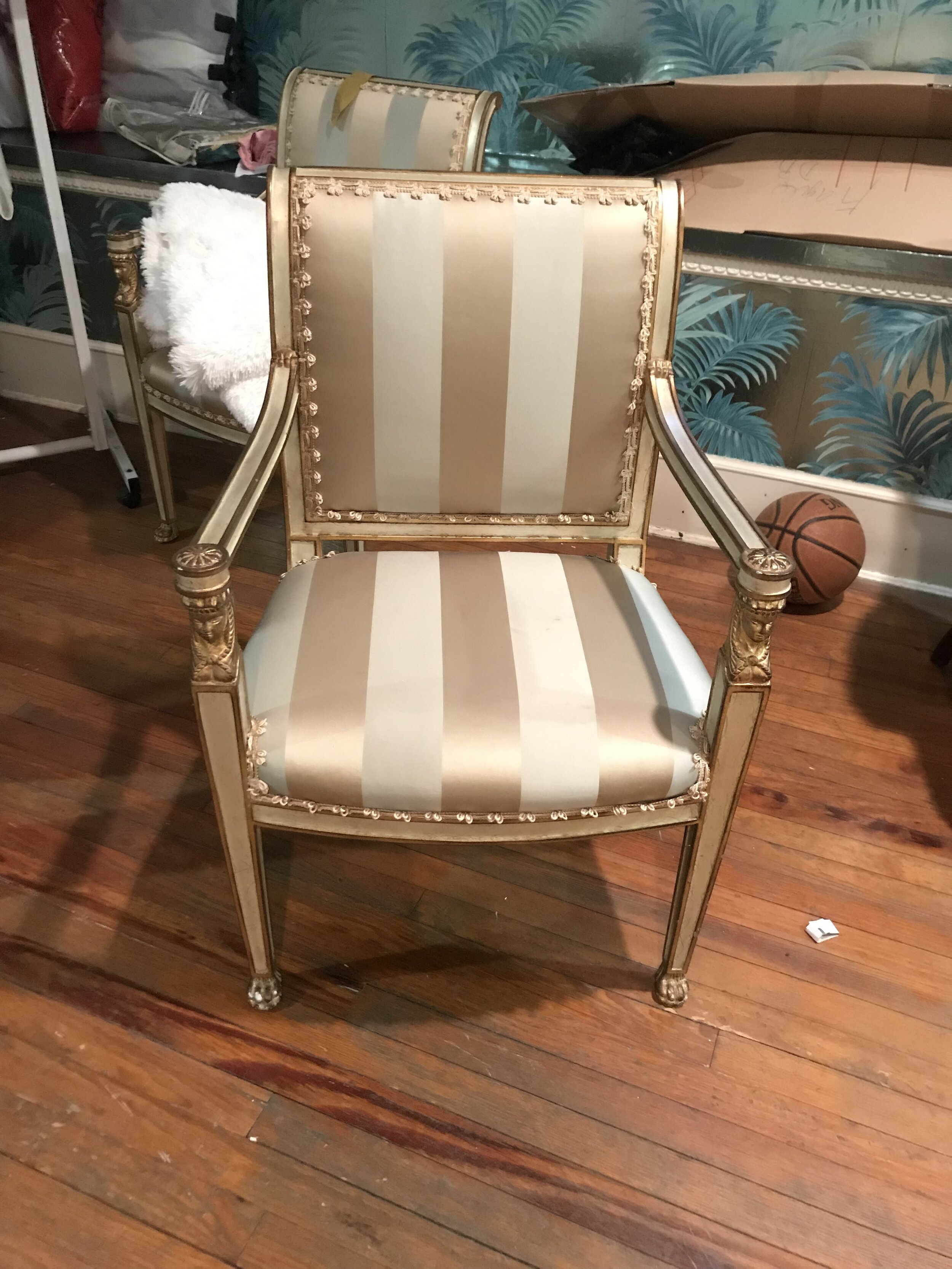 2 Elegant Striped Accent Chairs