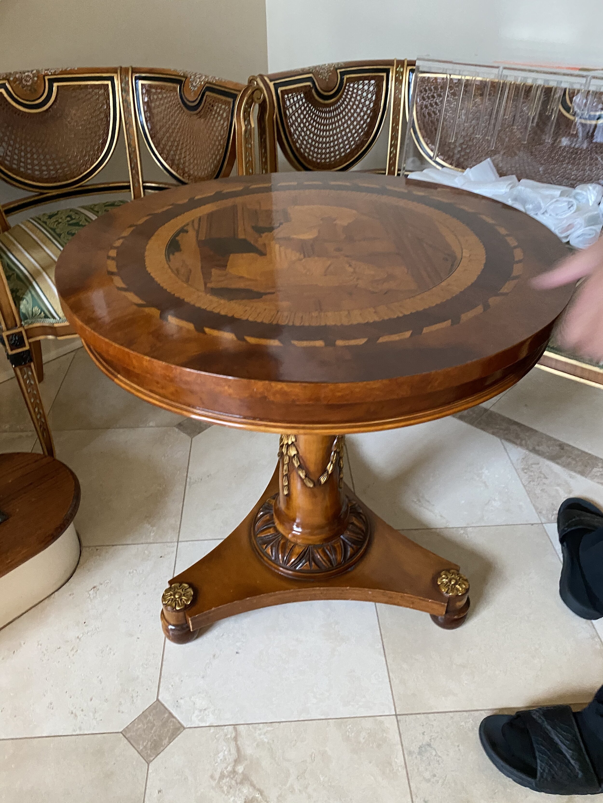 Gorgeous Gold Inlay Accent Table