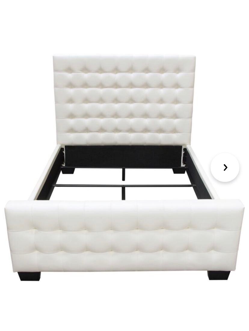 King Size White Tufted Headboard and Footboard
