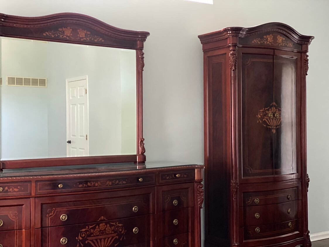 Beautiful and Detailed Dark Wood Bedroom Set