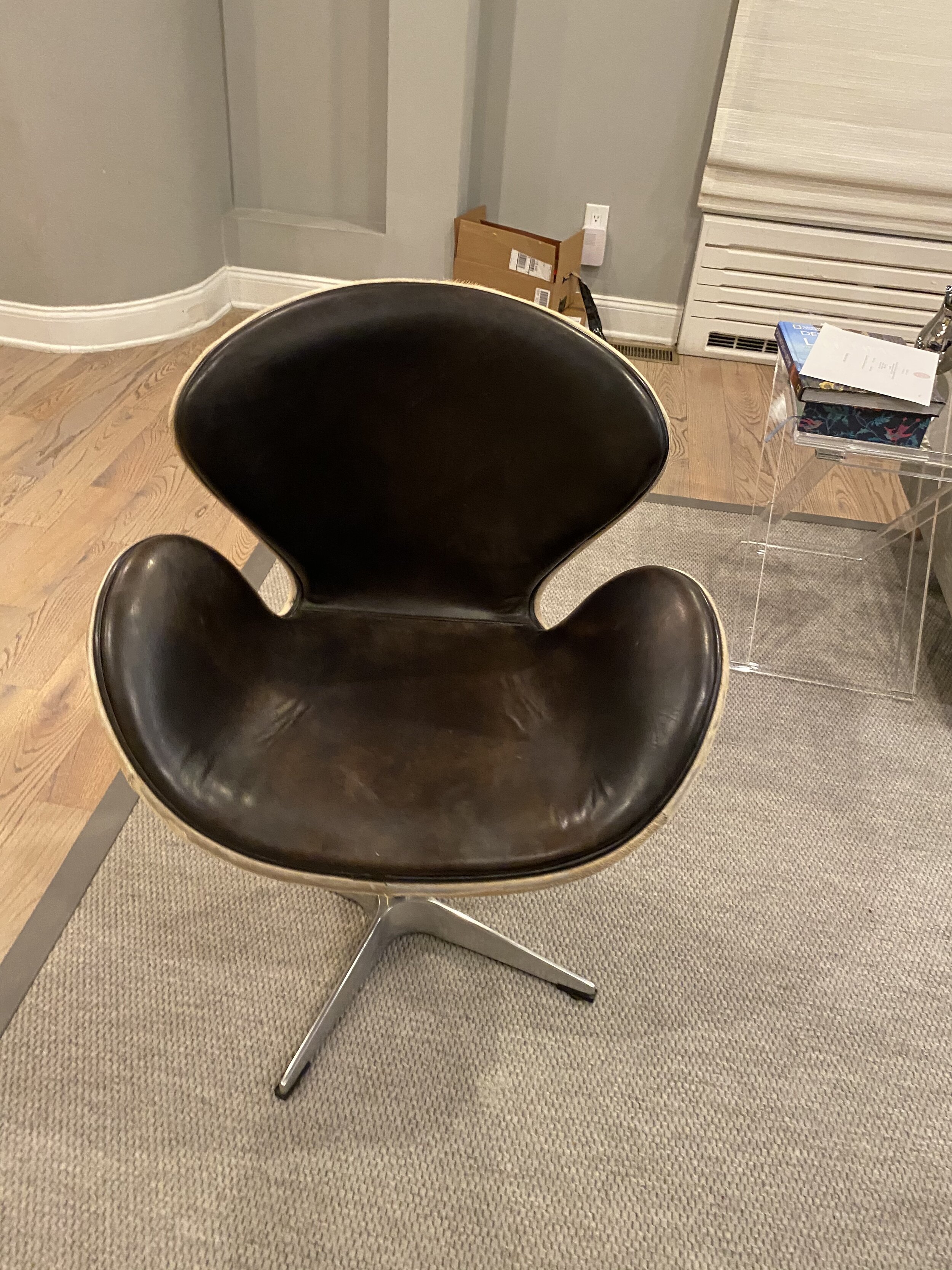 Horse Hair Mohair Swivel Chair