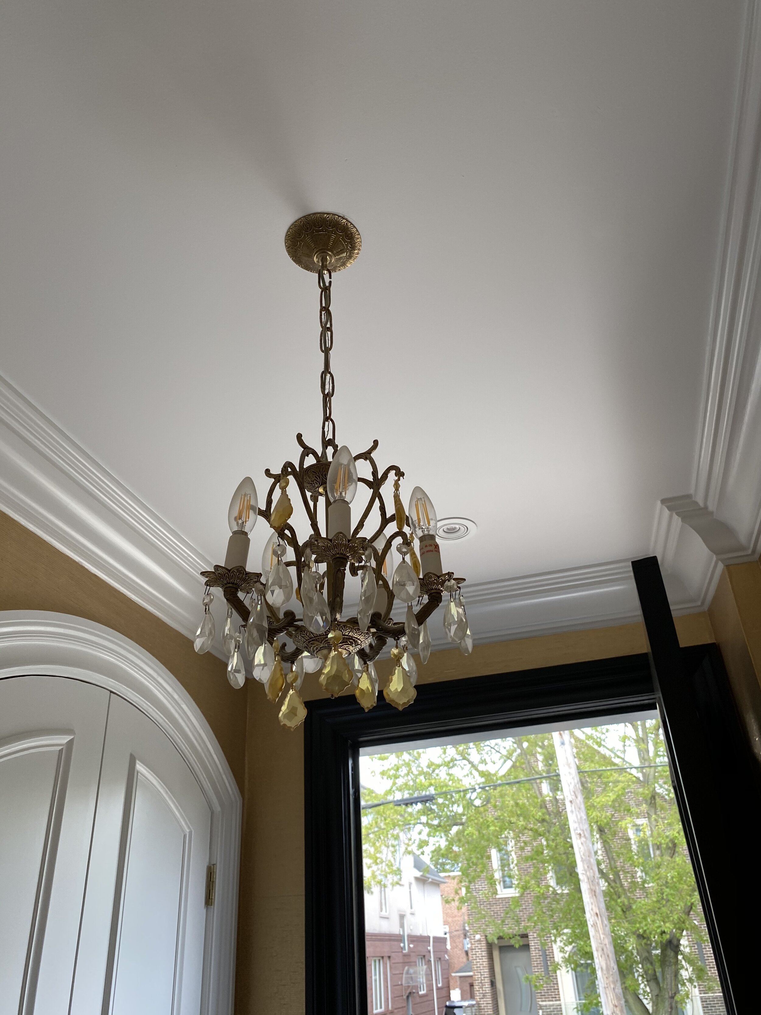 Lovely Amber Crystal Foyer Chandelier
