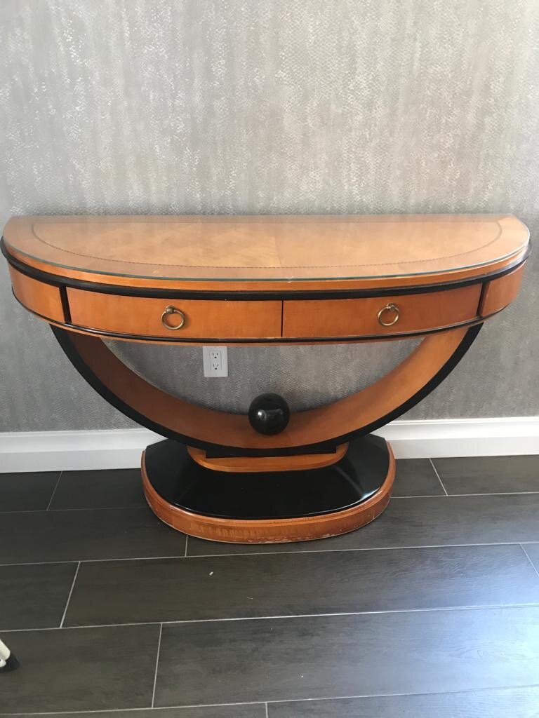 Two Tone Console with Glass Top