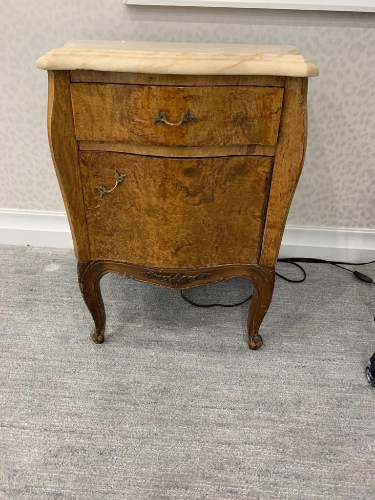 2 Elegant Marble Top Nightstands