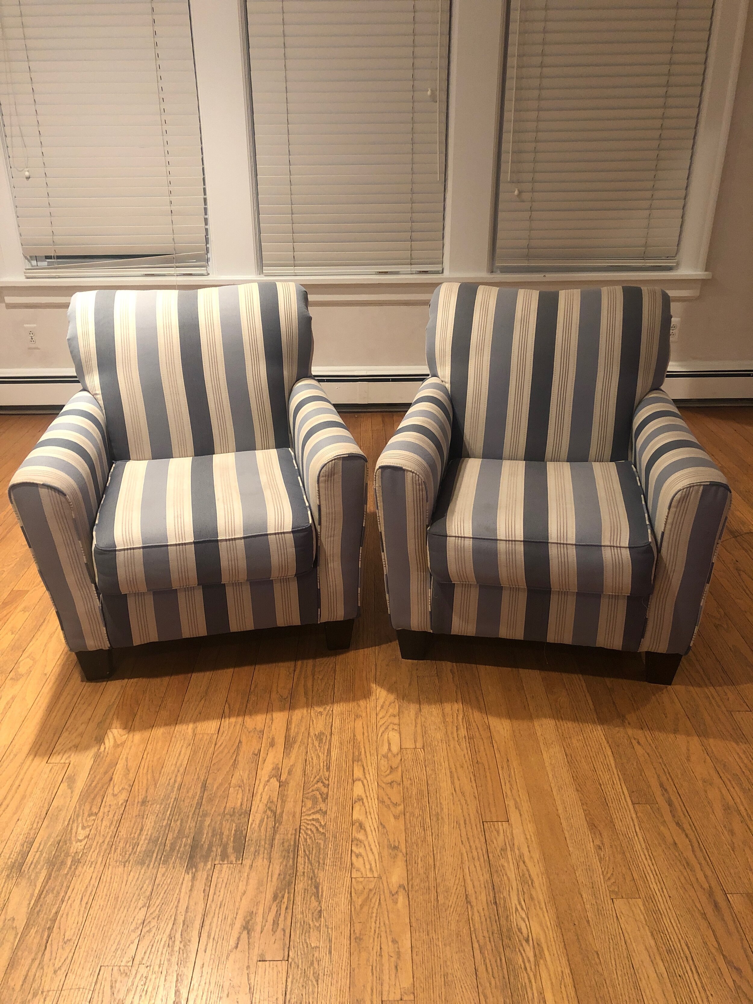 2 Amazing Blue Striped Accent Chairs