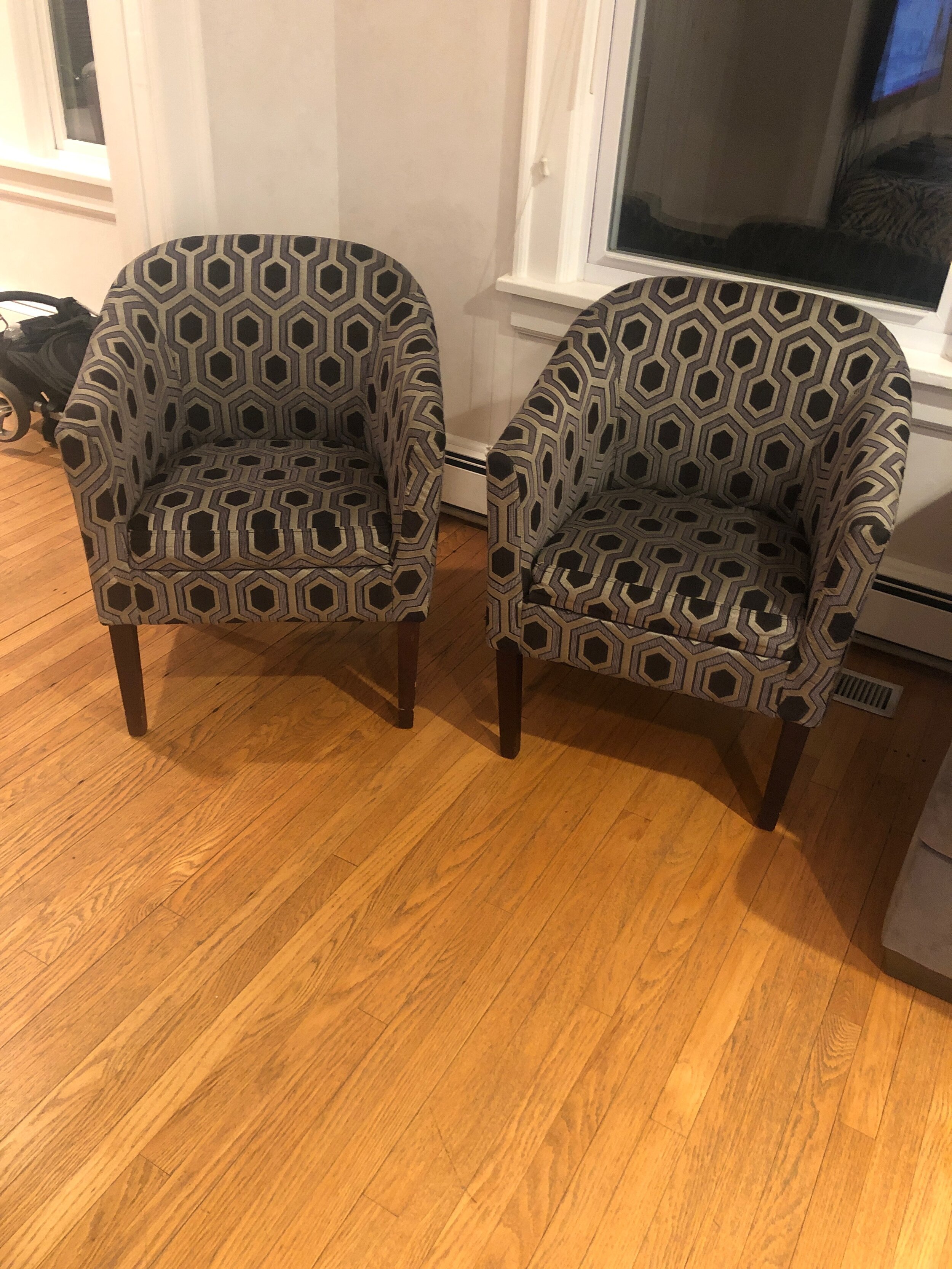 2 Geometric Diamond Designed Accent Chairs