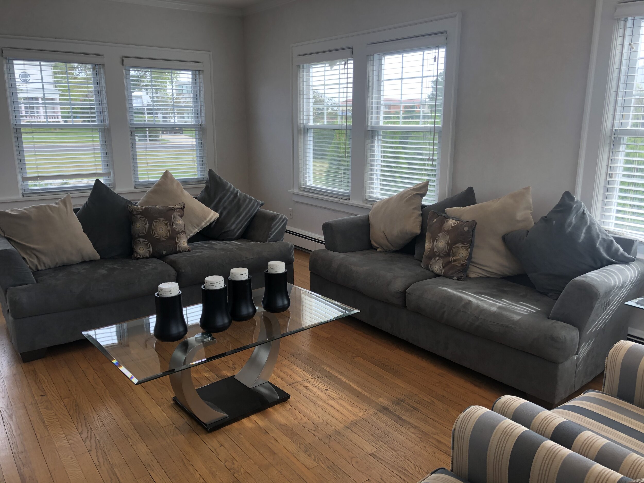 Slate Blue Denim Suede Microfiber Sofa Set