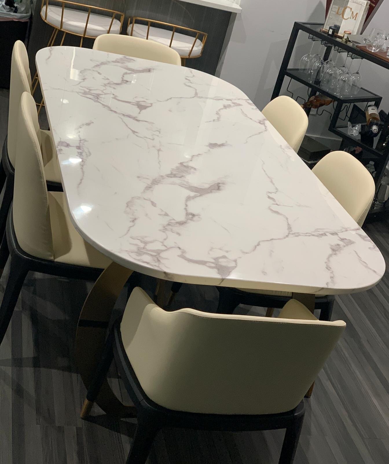 Perfect Modern Marble Dining Table &amp; 7 Chairs