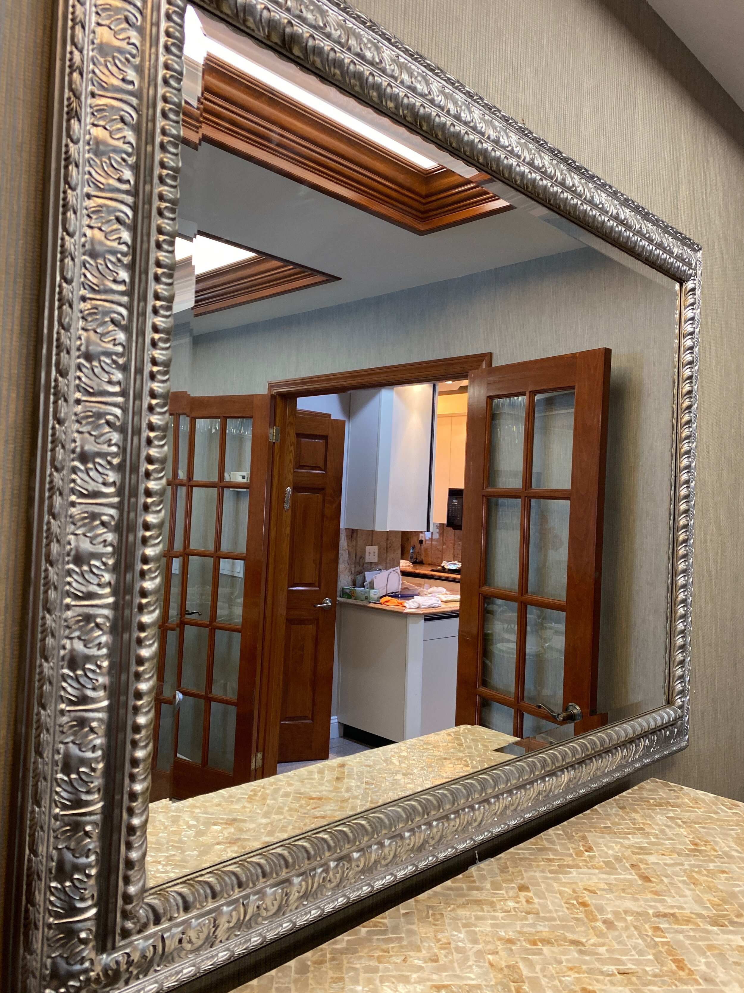 Detailed Silver Frame Mirror