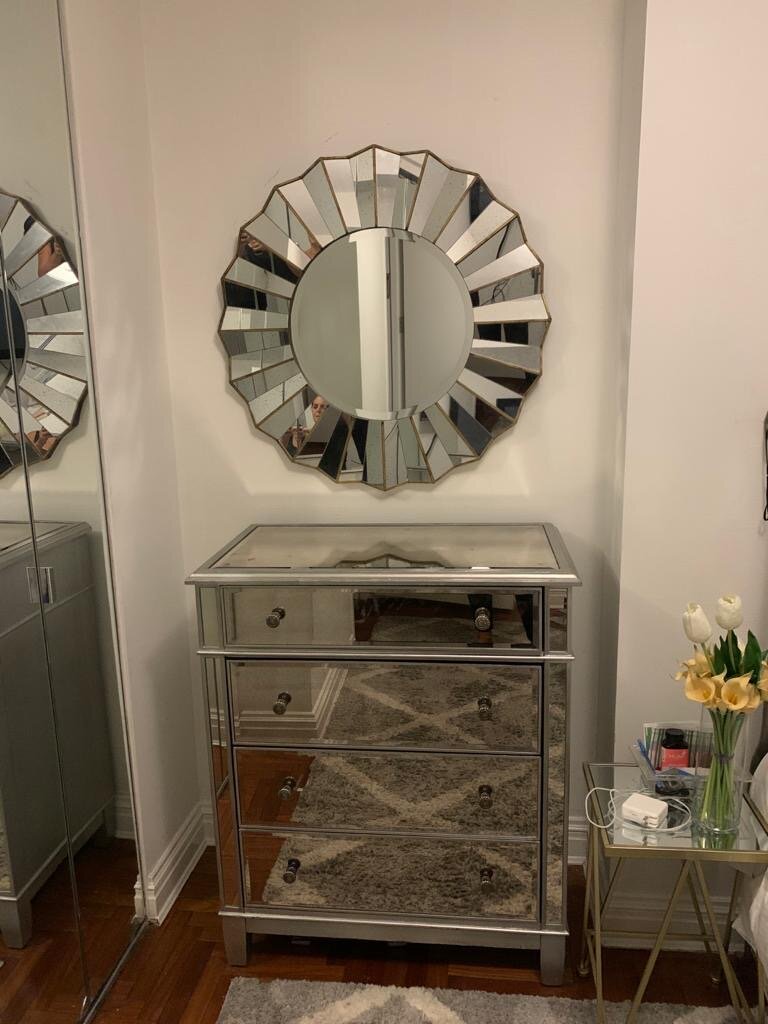 Beautiful Circle Mirror and dresser