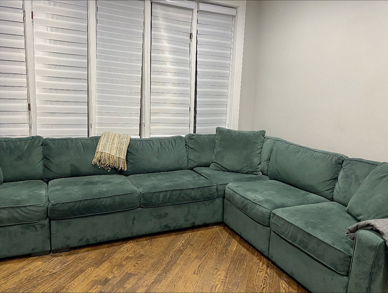 Macy's Plush Emerald Green Sectional Couch