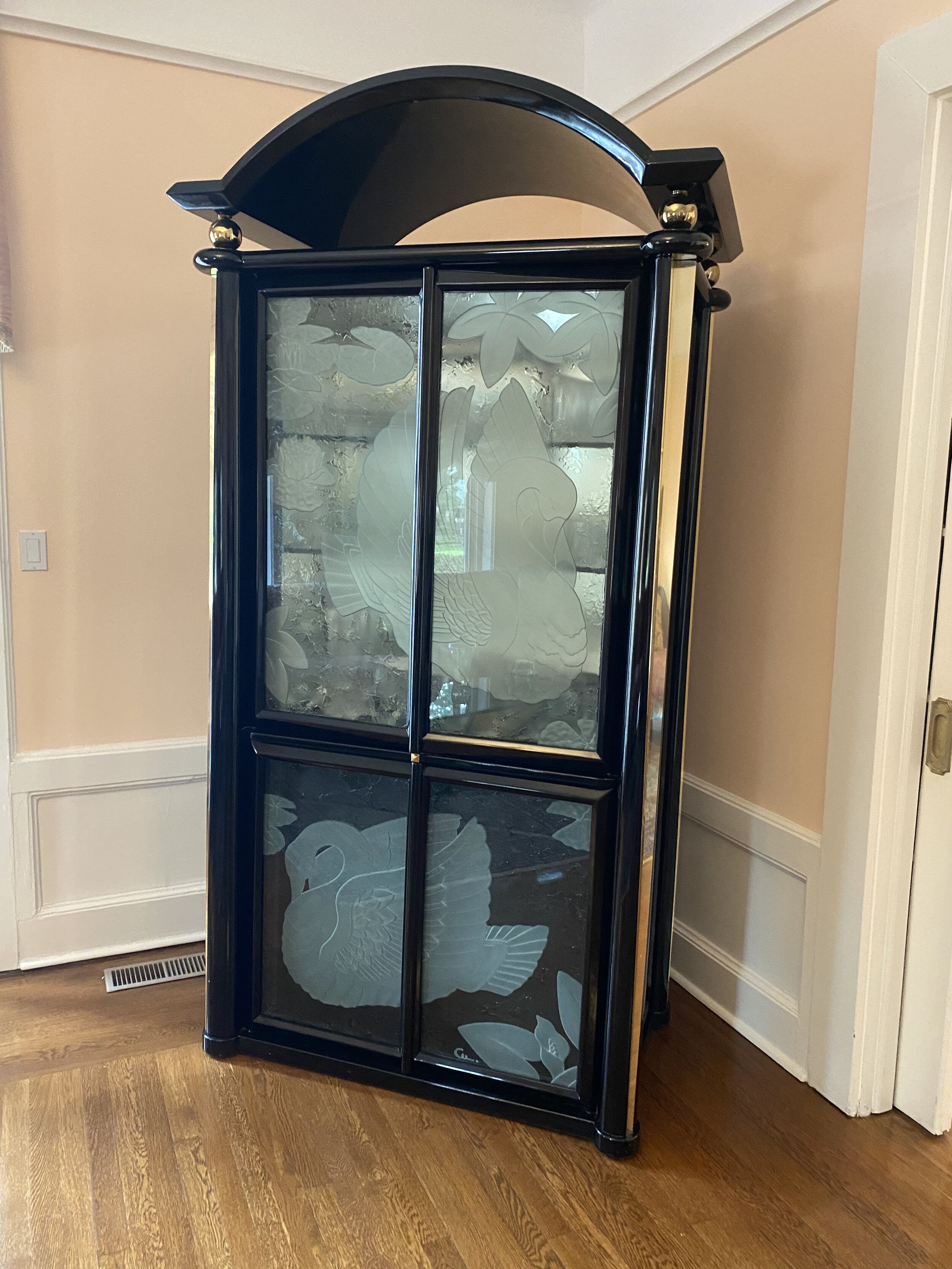 Oriental Custom Made Black Lacquer Wood Bar