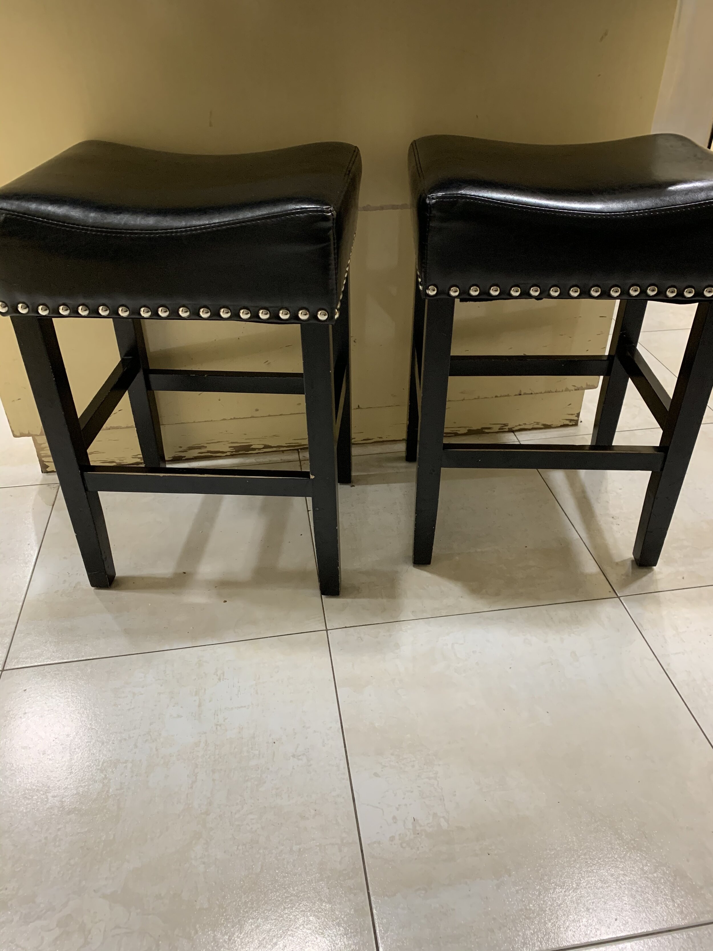 2 Nailhead Trim Black Stools