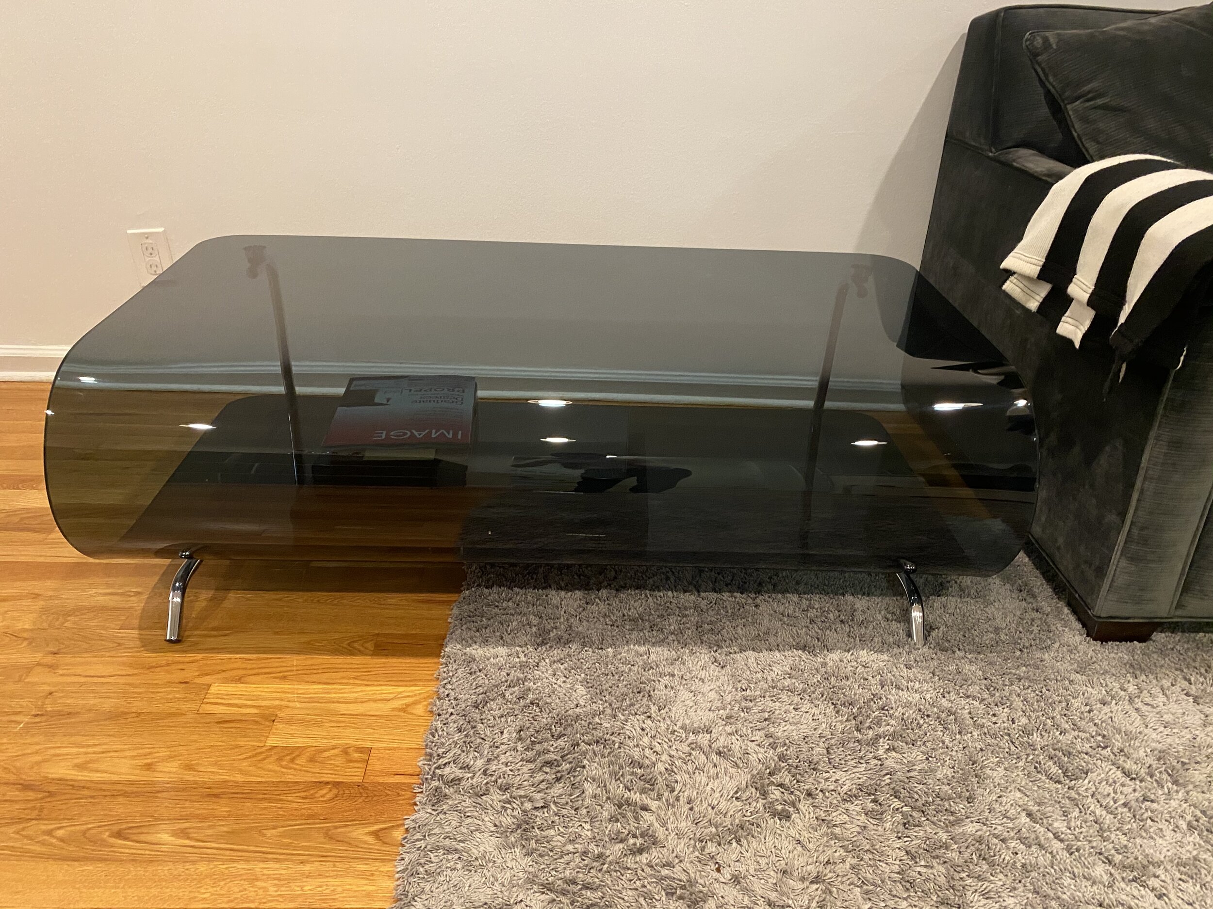 Modern Smoky Black Glass Coffee Table