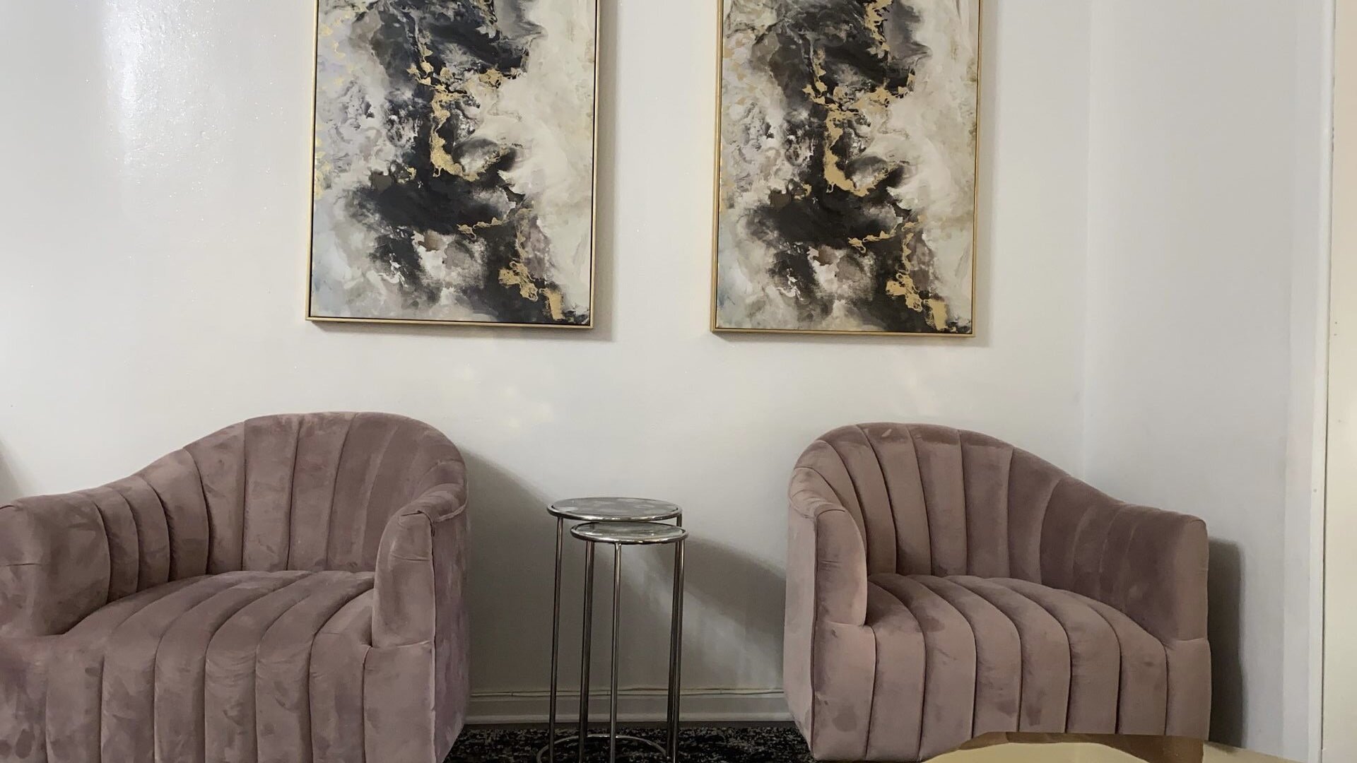 2 Blush Pink Farrah Velvet Chairs