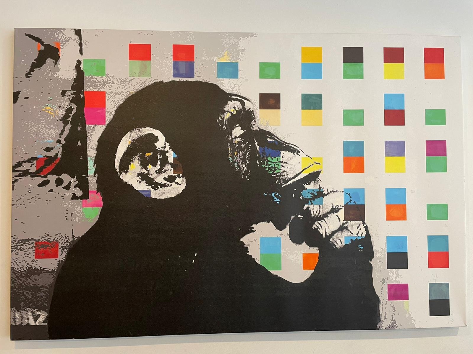 Banksy Monkey Thinker Canvas Wall Art