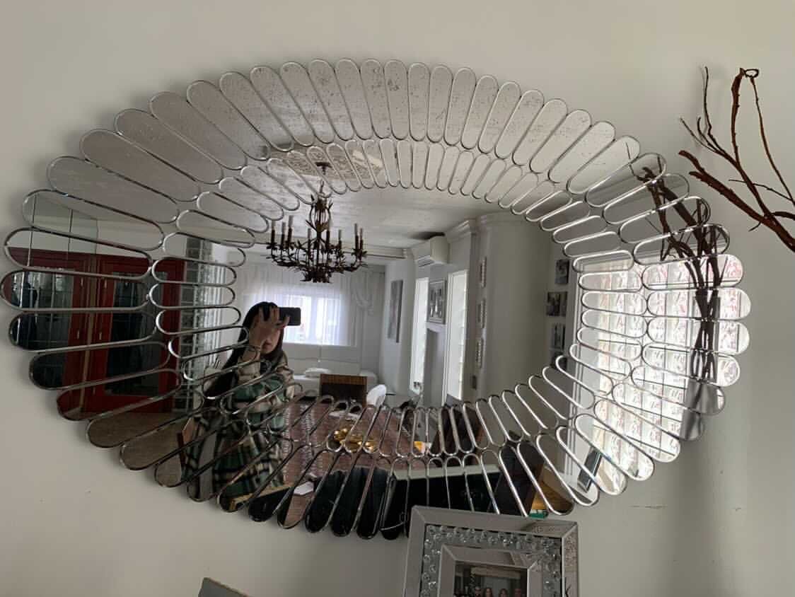 Large Silver Oval Mirror