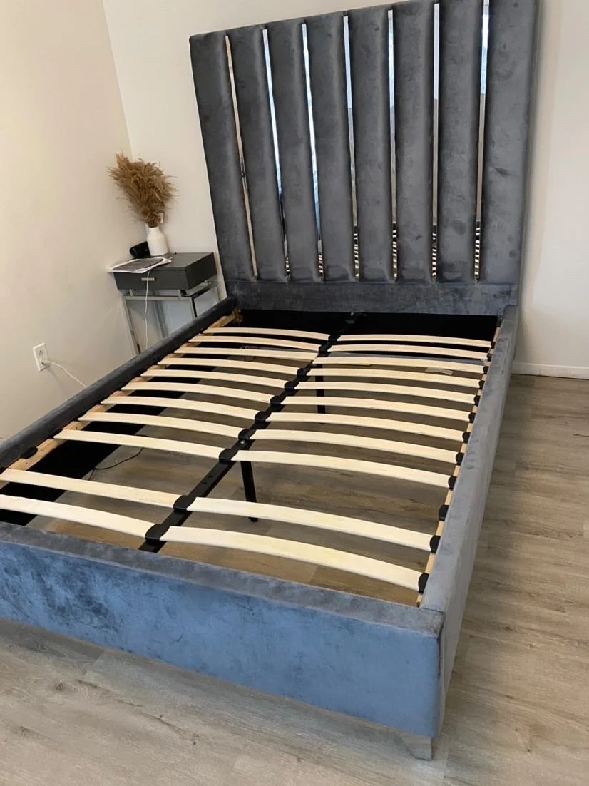 Full Size Premium Velvet Gray Bed