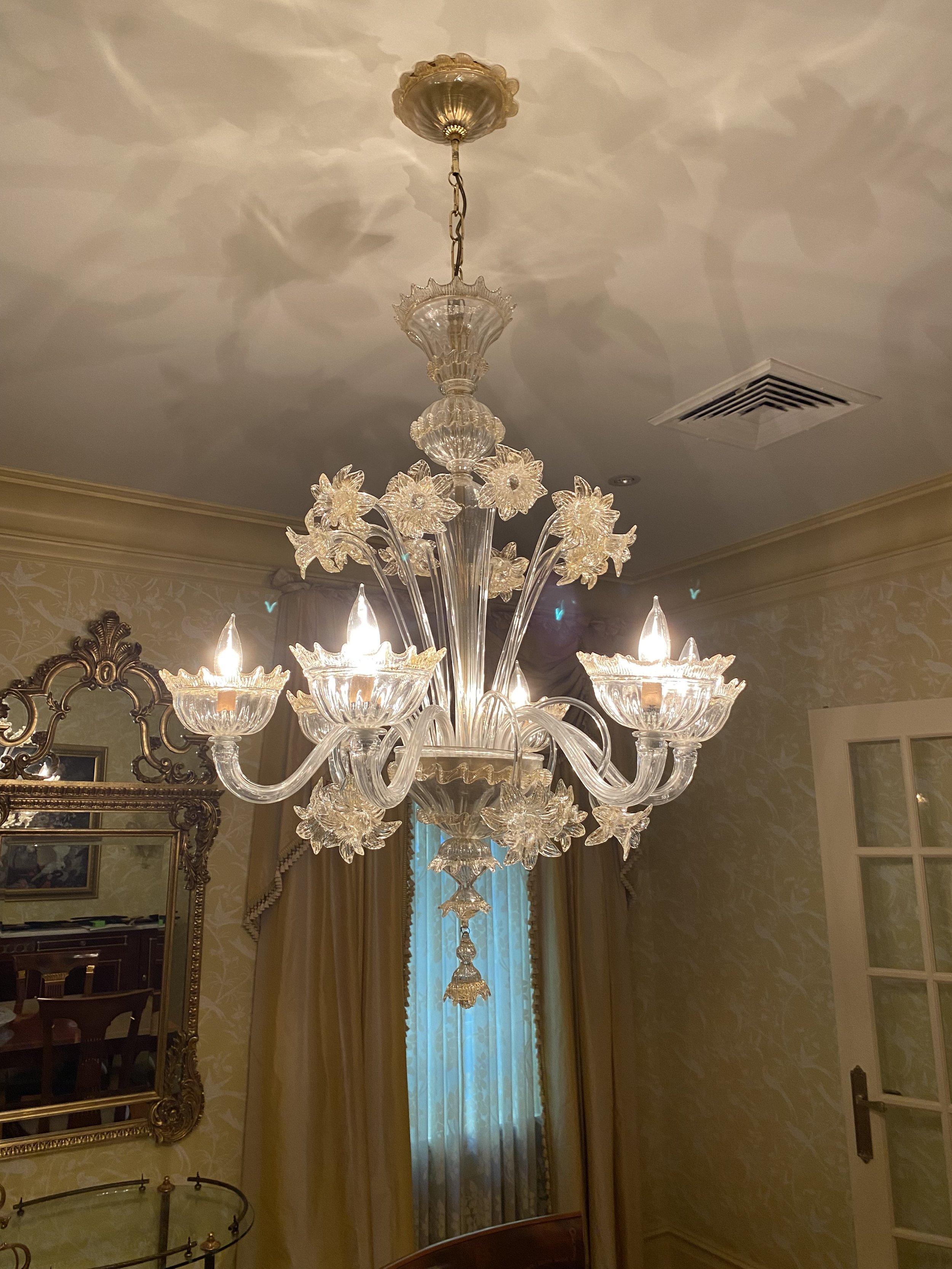 Murano Italian Chandelier with Matching Sconces