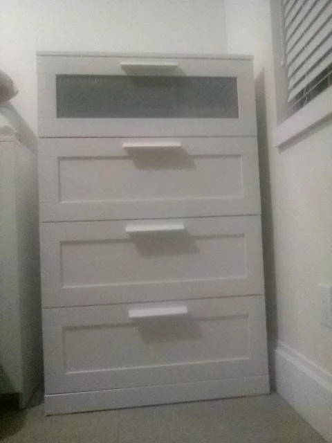 Ikea BRIMNES 4-drawer dresser, white/frosted glass, 30 3/4x48 7/8 "   Furniture Matchmaker